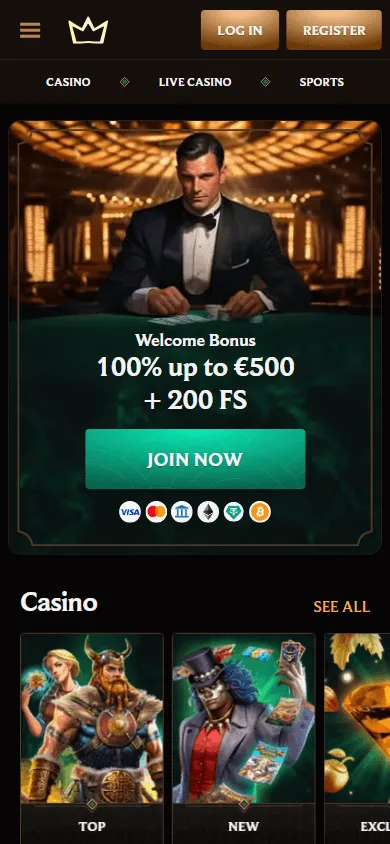 Crownplay Casino home experience on a mobile screen